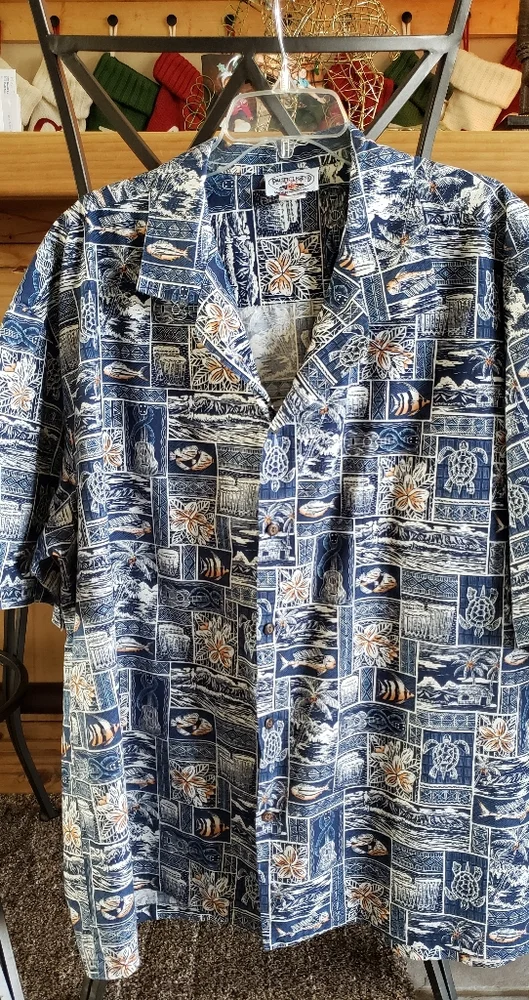 Pacific Legend Hawaii Short Sleeve Short Sleeve Button Down Shirt Made in USA - Picture 2 of 5
